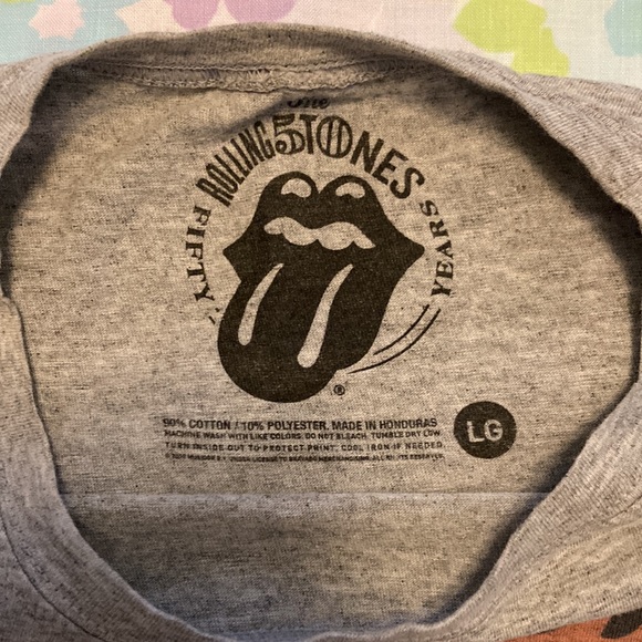 Rolling Stones Babydoll T Shirt Gray UK Rock Graphic Tee L - Picture 3 of 3